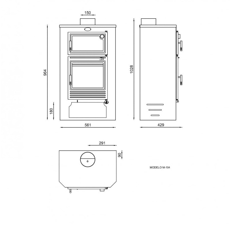 Poêle à bois M-104 avec quatre Surround FM